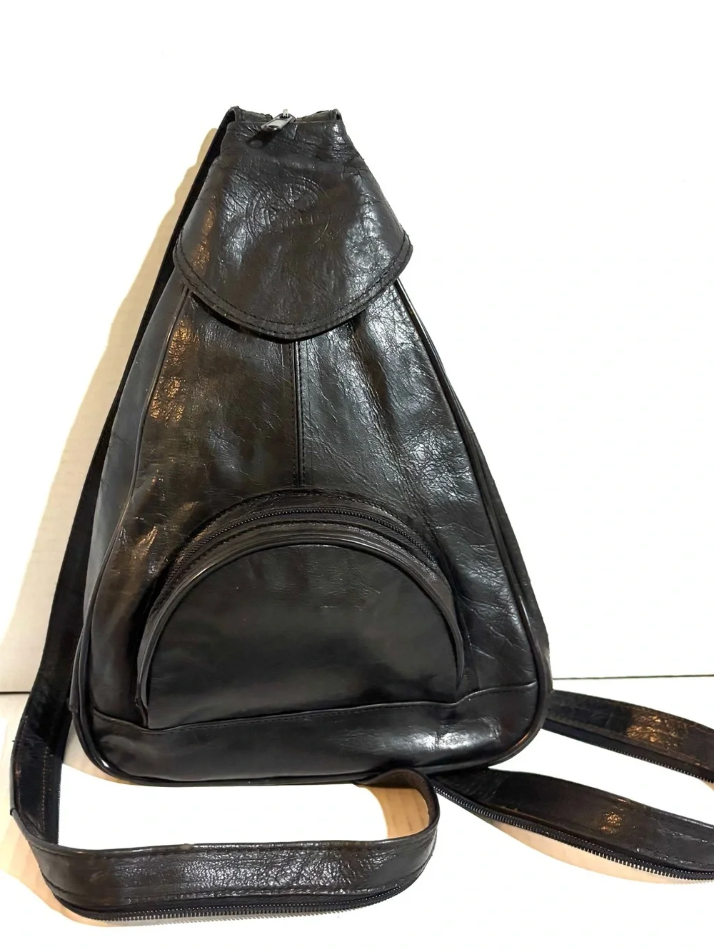 Vintage Black Leather backpack Bag